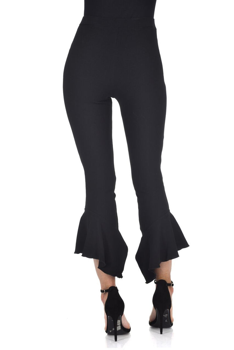 Black Frill Bottom Trousers