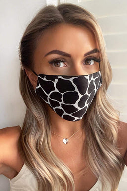 Black Giraffe Printed Face Covering
