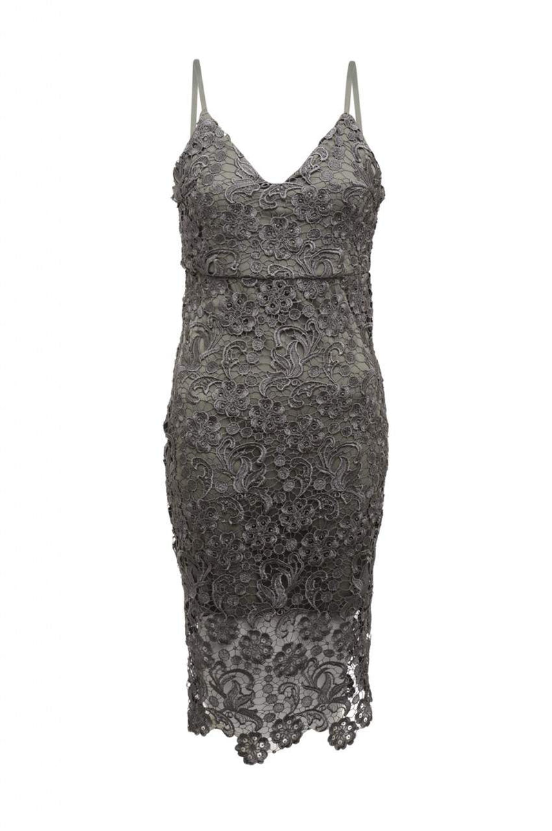 Grey Crochet  Midi Dress