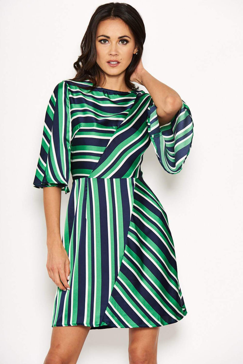 Green striped Skater Dress