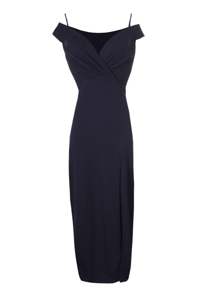 Navy Wrap Over Maxi Dress