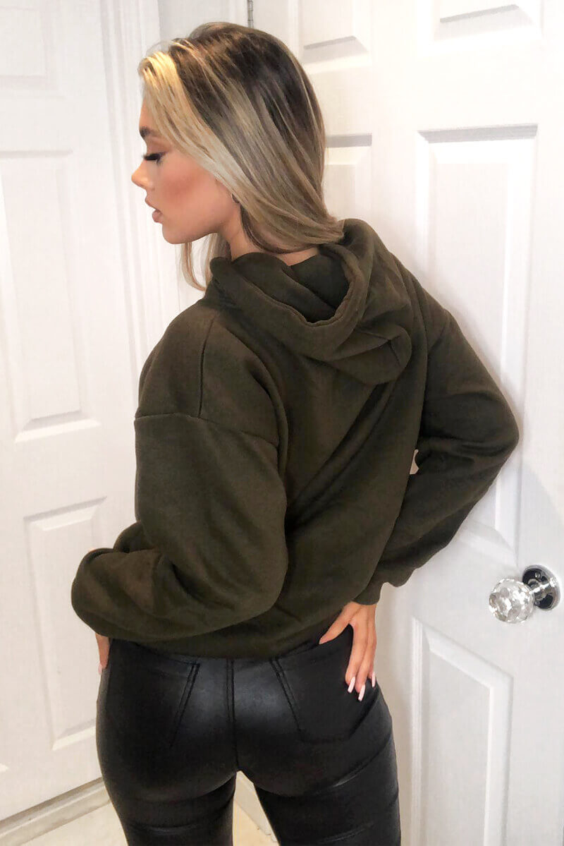 Khaki Skull Printed Hoodie