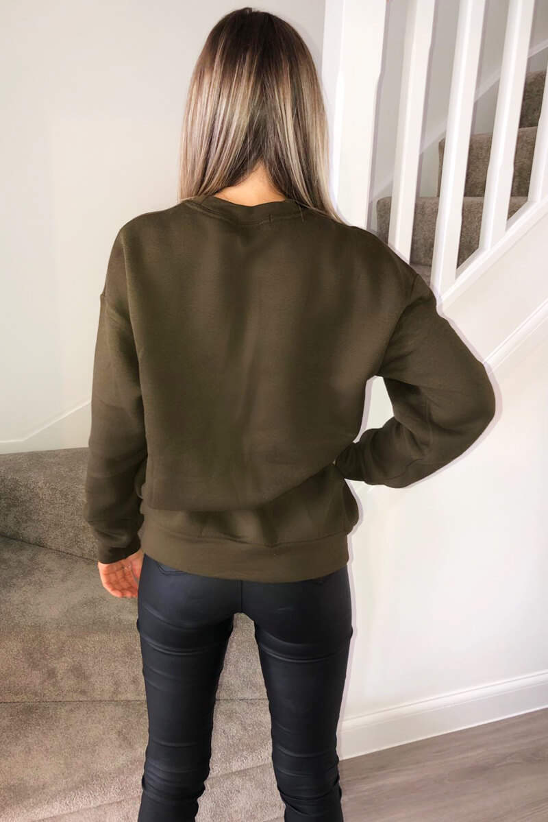 Khaki Skull Printed Sweatshirt