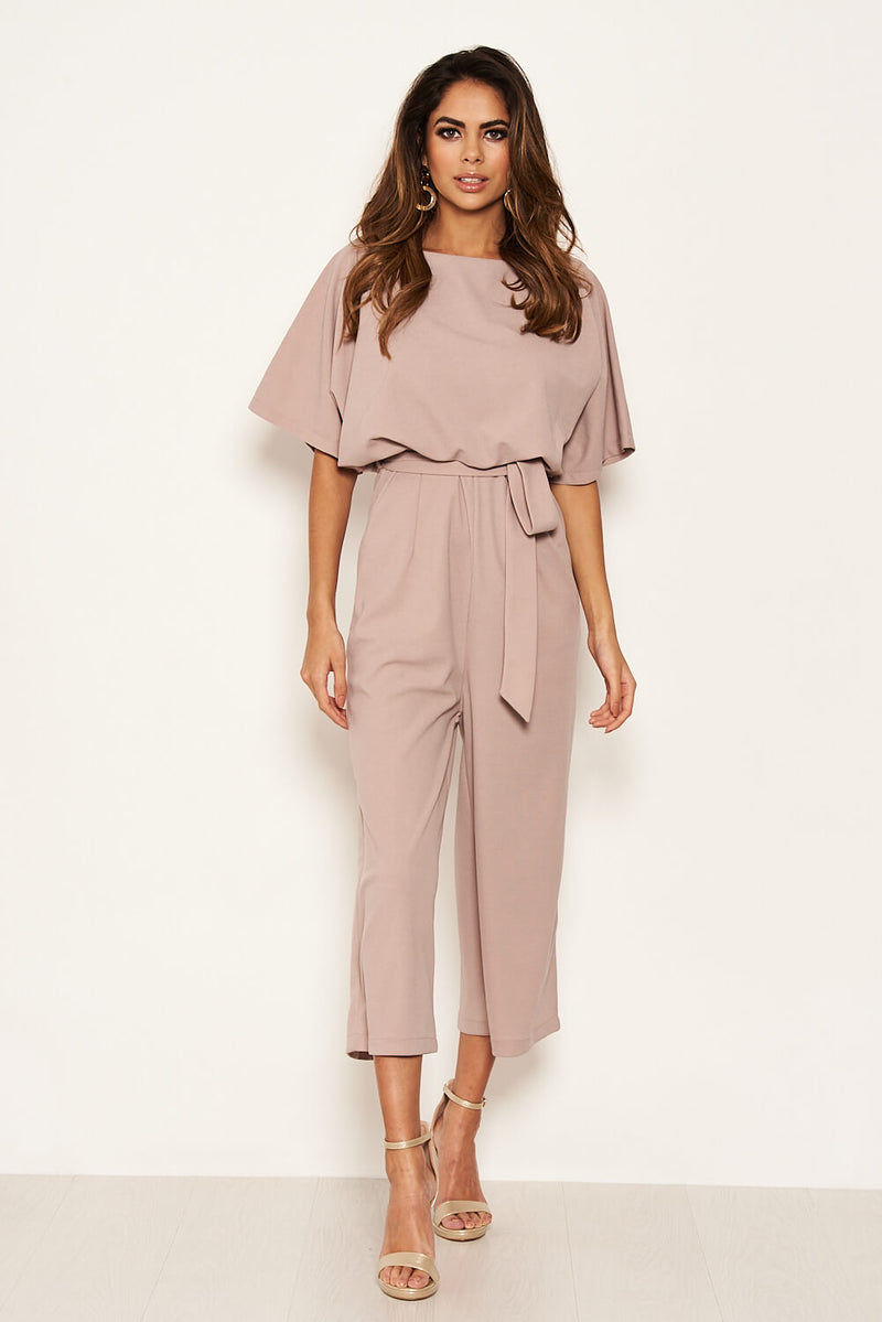 Mushroom Tie Waist Culotte Jumpsuit
