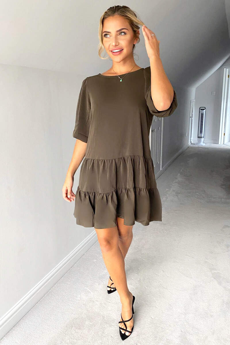 Olive Frill Swing Dress