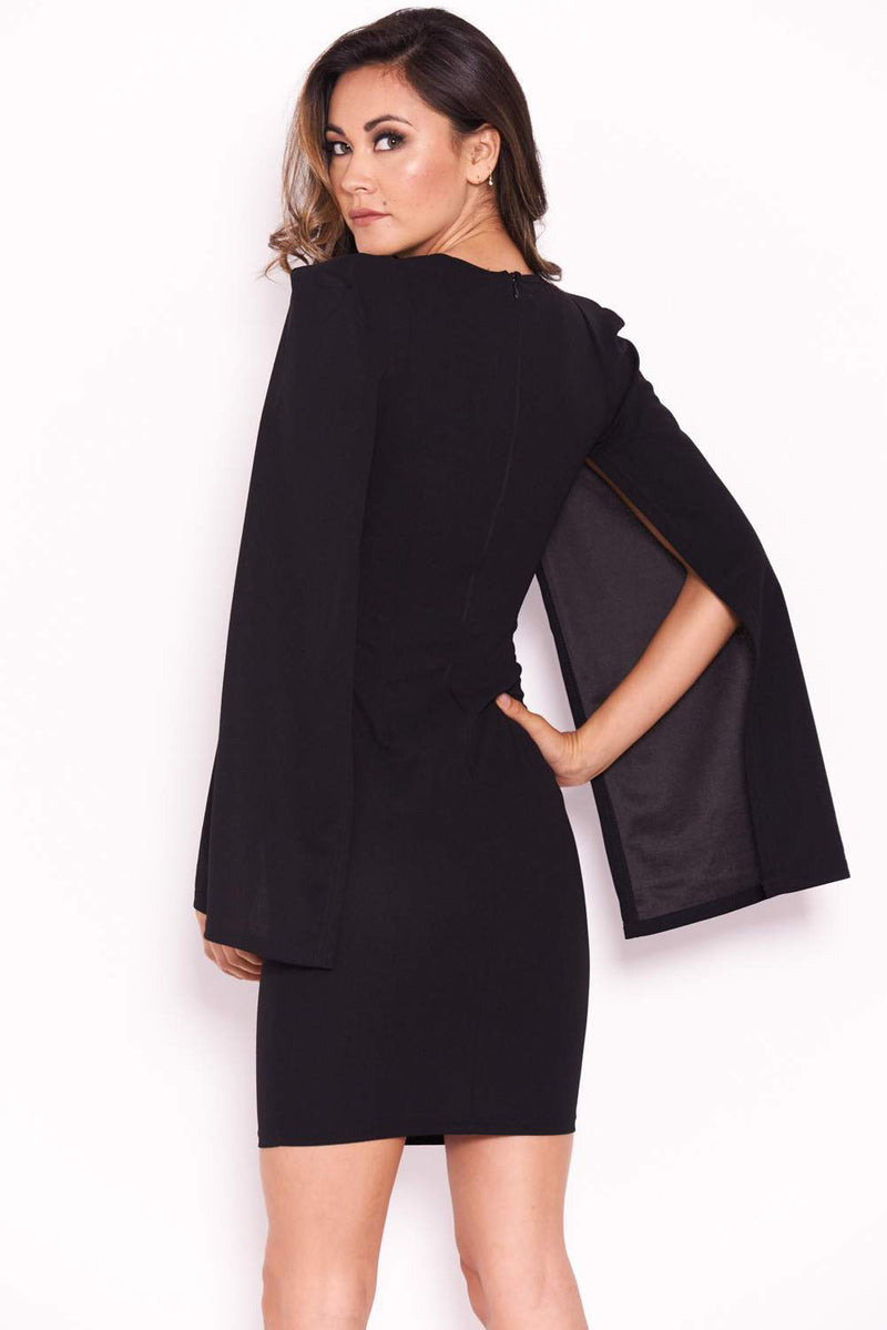Black Split Sleeve Mini Dress