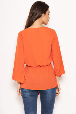 Orange Tie Front Top