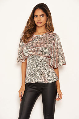 Pink Spotty Flared Blouse