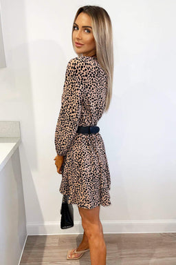 Peach Pleated Skirt Skater Dress