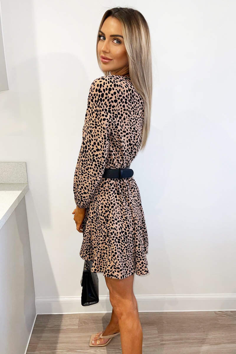 Peach Pleated Skirt Skater Dress