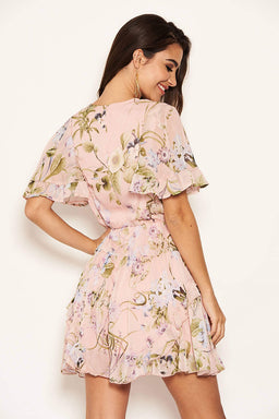 Pink Floral Frill Dress