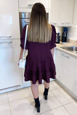 Plum Frill Swing Dress