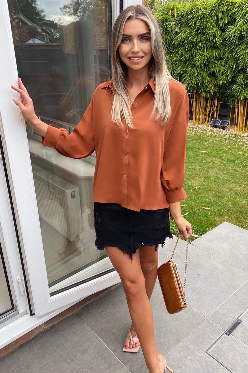 Rust Dip Hem Shirt