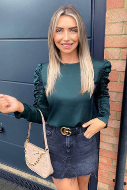 Teal Ruched Long Sleeve Top