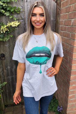 Grey Green Lips T-Shirt
