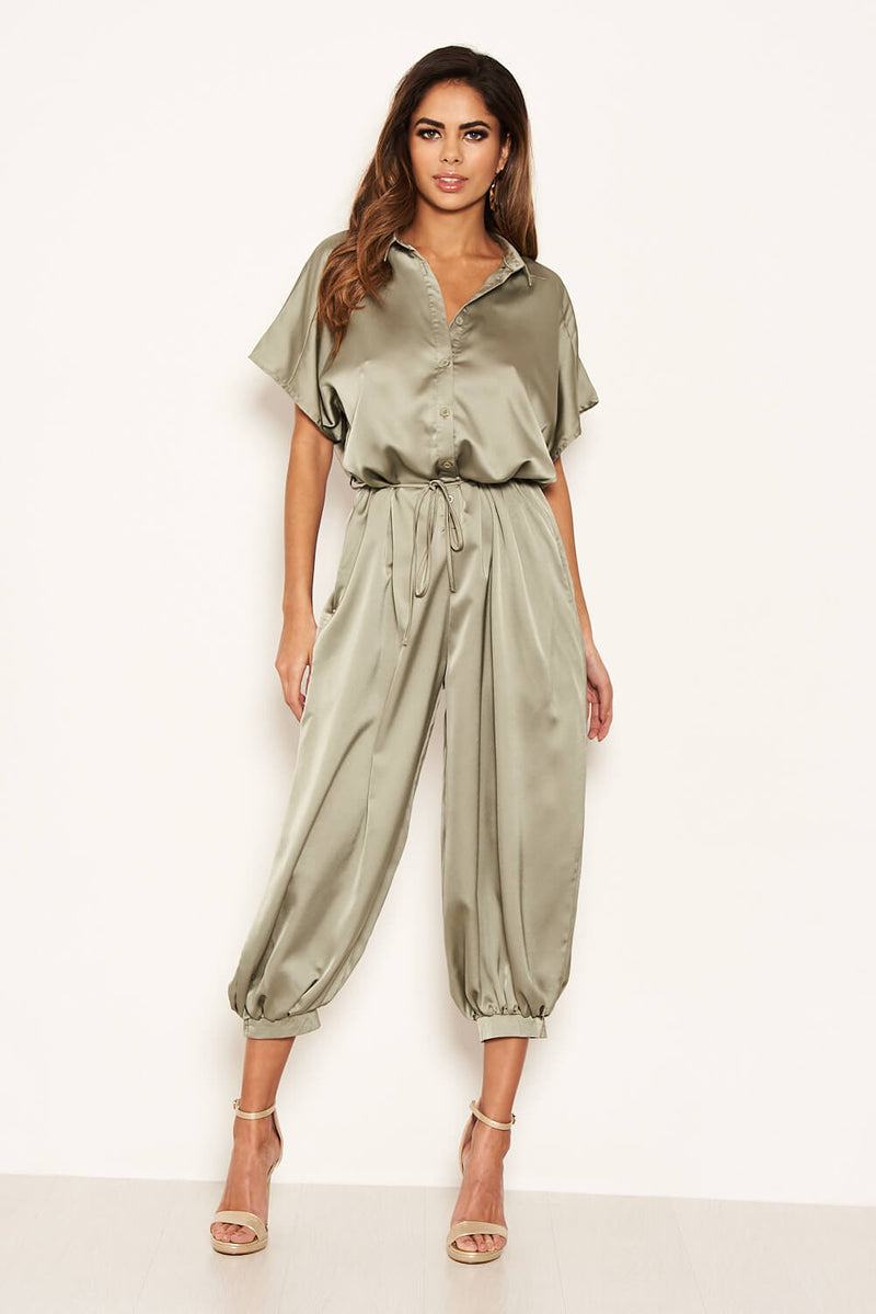 Sage Button Up Jumpsuit