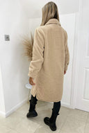 Oatmeal Oversized Teddy Faux Fur Front Pocket Coat