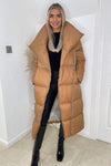 Camel Wrap Puffer Coat