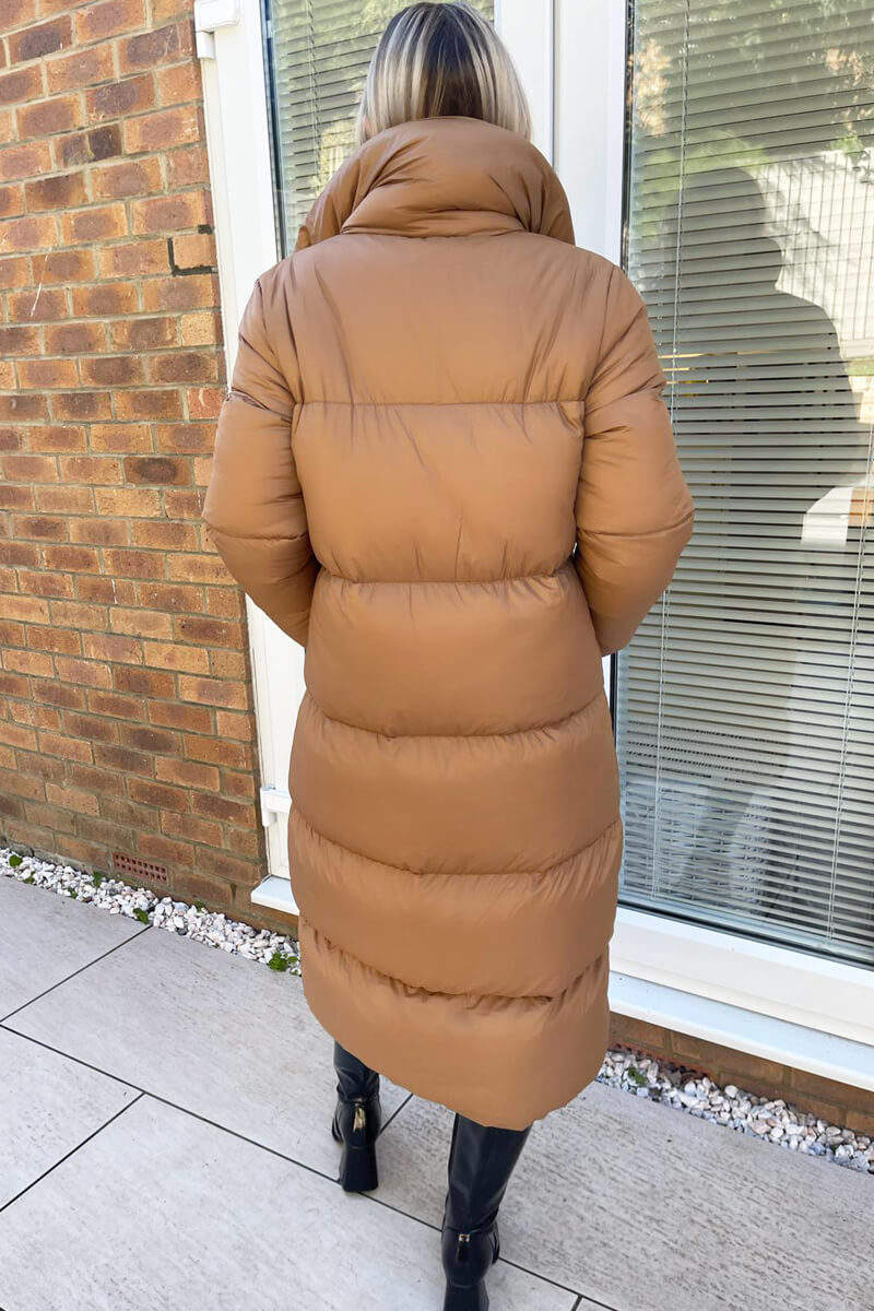 Camel Wrap Puffer Coat