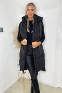 Black Hooded Zip Up Gilet