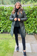 Khaki Long-Line Padded Coat