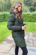 Khaki Long-Line Padded Coat