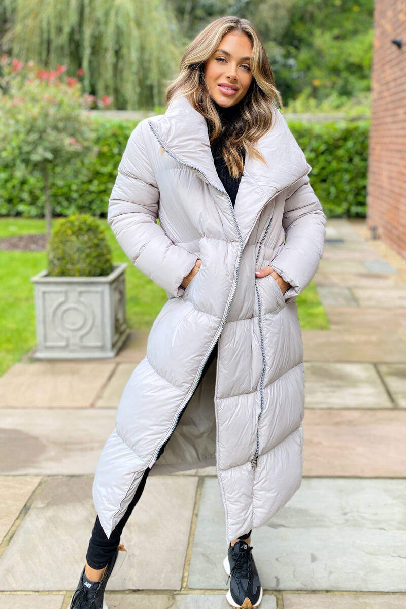 Silver Wrap Puffer Coat