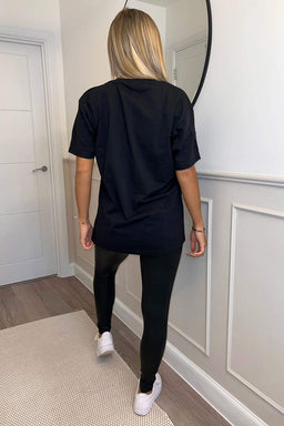 Black New York Slogan Oversized T-Shirt