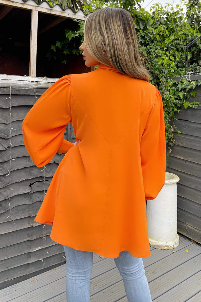 Orange Tie Neck Shirt