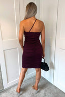 Plum One Strap Ruched Bodycon Dress