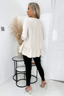 Stone Long Sleeve Round Neck Smock Top