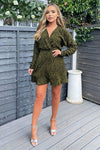 Khaki Animal Print Long Sleeve Mini Skater Dress