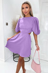 Lilac Cut Out Round Neck Mini Dress