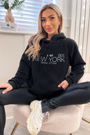 Black 1989 New York Slogan Hoodie