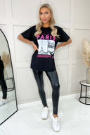 Black Paris Slogan T-Shirt