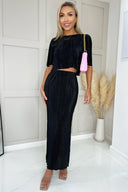 Black Plisse Maxi Skirt