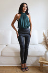 Teal Shimmer Halterneck Bodysuit