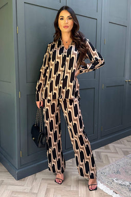 Multi Printed Geometric Long Sleeve Shirt