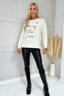 Cream Merry Chic-mas Sequin Knit Jumper