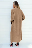 Camel Maxi Knitted Cardigan