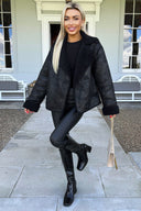 Black Faux Shearling Coat