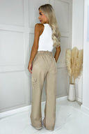 Stone Wide Leg Cargo Pants