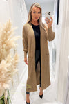 Camel Maxi Knitted Cardigan