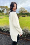 Cream V-Neck Chenille Knit Jumper