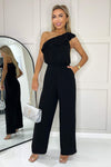 Black Frill One Shoulder Jumpsuit