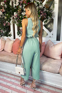 Duck Egg Sleeveless Knot Front Jumpsuit