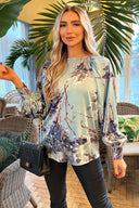 Duck Egg Printed Long Sleeve Top