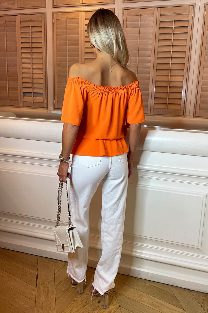 Orange Bardot Top