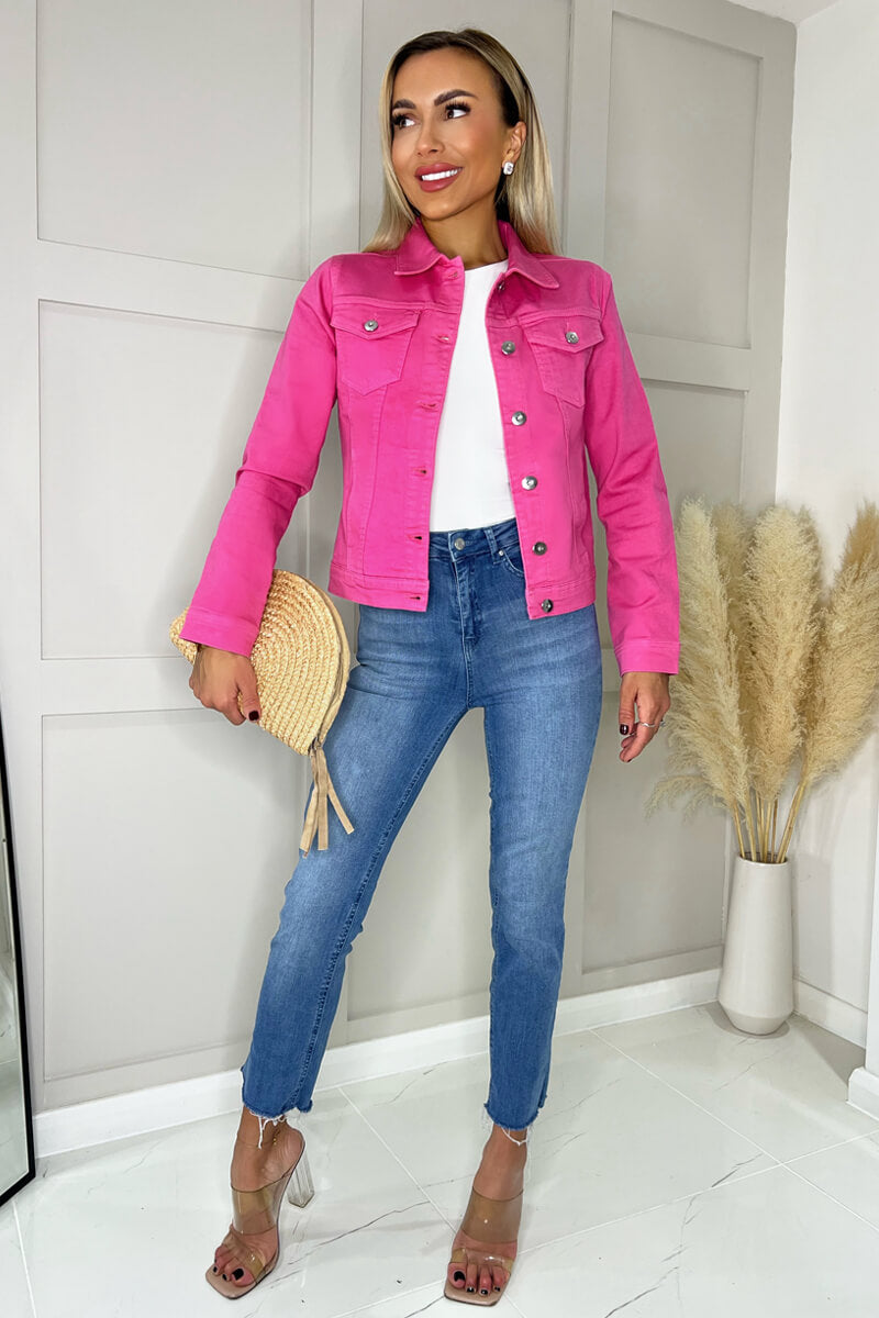 Bubblegum Pink Lightweight Denim Jacket