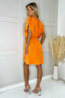 Blood Orange Batwing Gathered Top Mini Dress
